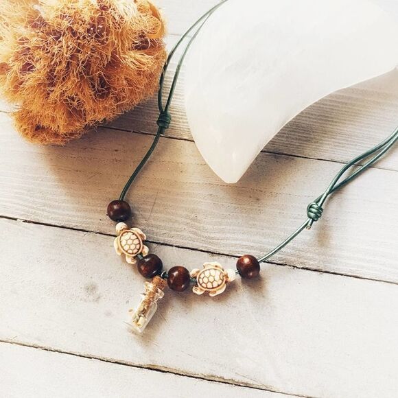 Message in a bottle Handmade Leather Cord Necklace - Picture 1 of 4